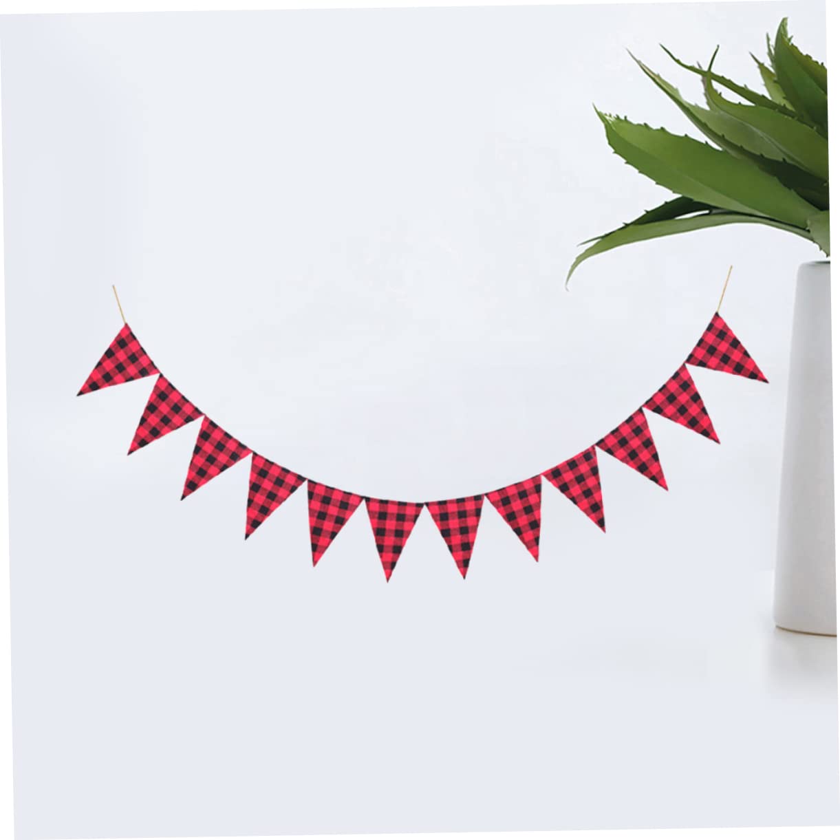 Abaodam 3piezas Banderín Decorativo De Triángulo Diseño Cuadros Rojos y Negros Para Fiestas y Celebraciones Al Aire