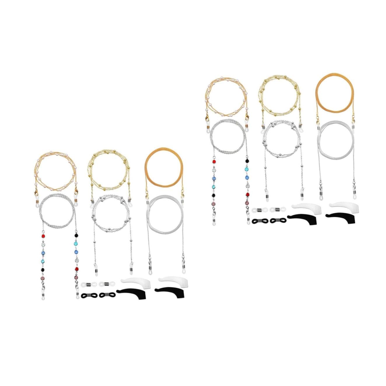 2juegos Cadenas De Perlas Para Gafas Ropas Antipérdida Ajustables Soportes Resistentes Para Anteojos y Gafas De Sol Accesorios Prácticos y Elegantes