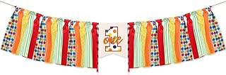 High Chair Banner One Year Old Birthday Decoration, Burlap Red Sesame Street Theme Birthday Party Decorations, First Birthday Party Supplies