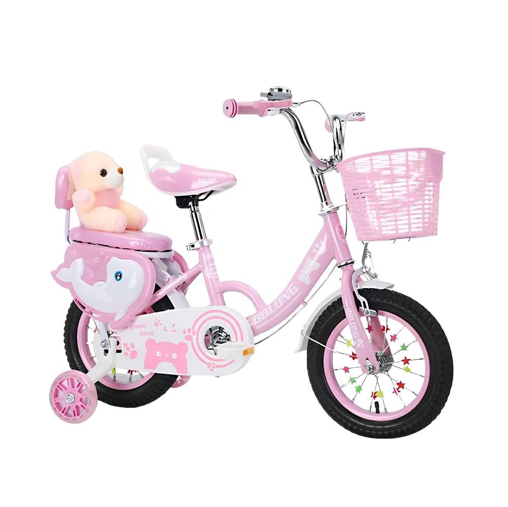 Touch of Venetian 12" 14" 16" Girls Children Bike with Stabilisers Wheels Kids Bike for Ages 3-9 Years Old Pink Bicycle