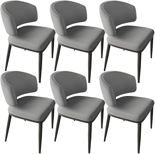 Miniatura 27 de YVYKFZD Juego de sillas de comedor de cuero, silla de comedor con respaldo curvado y patas de metal, sillas de cocina tapizadas, silla auxiliar