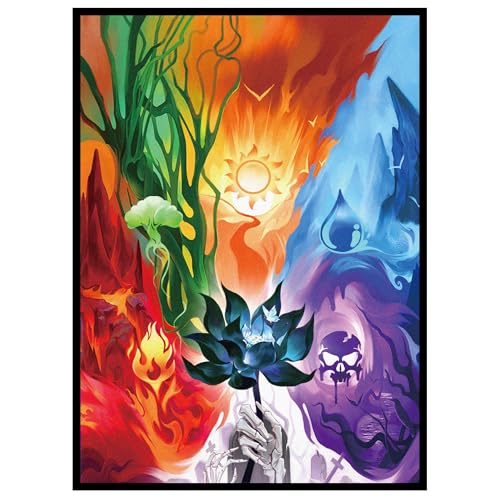 Image of Kabinka MTG Card Sleeves - 100 Standard Size Pack Clear Front & Matte Finish Back MTG Sleeves(Lotus Five Elements)