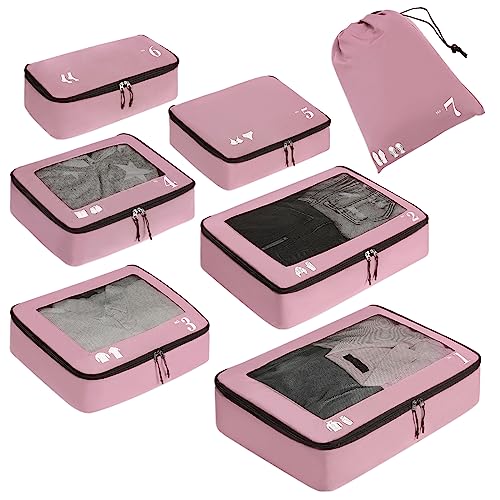 ECOHUB Packing Cubes Suitcase 7 PCS Travel Organiser Packing Bags Recycled PET Eco Friendly Travel Accessories Shoes Bags Travel Storage Bag Luggage Organiser Bags Travel Pouch(Pink) (ECO7001PK) ECOHUB Packing Cubes Suitcase 7 PCS Travel Organiser Packing Bags Recycled PET Eco Friendly Travel Accessories Shoes Bags Travel Storage Bag Luggage Organiser Bags Travel Pouch(Pink) (ECO7001PK)