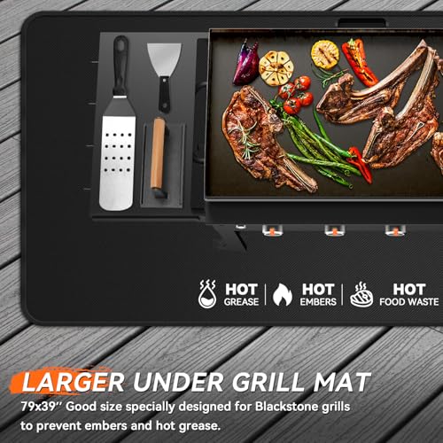 79x39 inches Large Under Grill Mats for Blackstone, Double-Sided Fireproof Outdoor Grill Protective Mat, Oilproof Waterproof BBQ Fire Pit Fireplace Mat by rumlick - Image 2