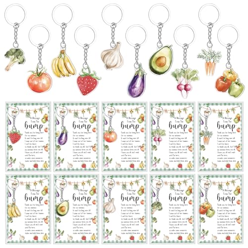 Landical 50 Set Locally Grown Baby Shower Party Favor Keychains with Cards