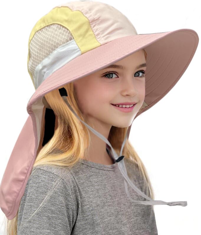 Jastore Kids Sun Hats with Neck Flap UPF 50+ UV Protection Wide Brim Boys Girls Fishing Hat Beach Sun hat2