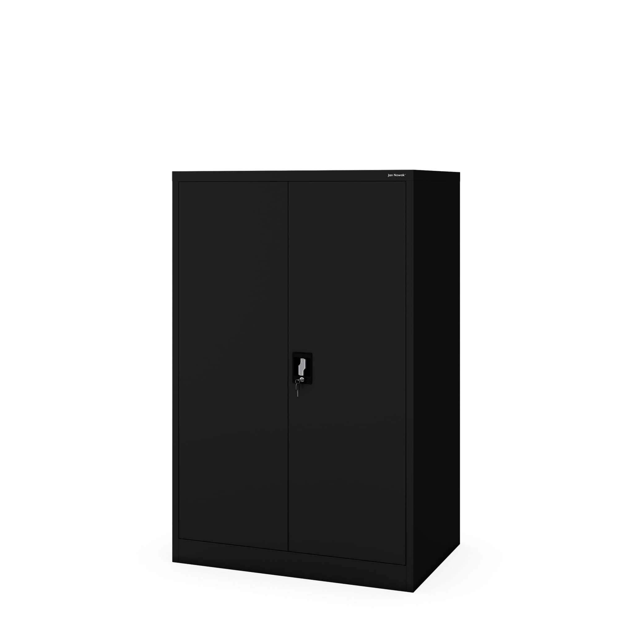 Jan Nowak Aktenschrank Büroschrank Metall, abschließbar, 140 x 60 x 90 cm | Dokumentenschrank, Ordnerschrank und Metallschrank für 40 Ordner, 3 verstellbare Böden je 50 kg, 2 Schlüssel