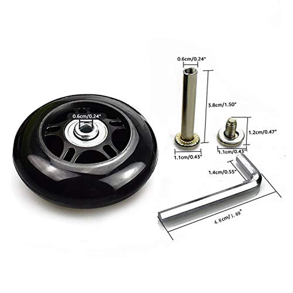 1 paio/2 ruote di ricambio per valigie da 60 mm/70 mm/72 mm/75 mm/87 mm/94 mm/100 mm, kit di riparazione cuscinetti da 6 mm (OD75 x spessore 24 mm/7,5 x 2,4 cm)
