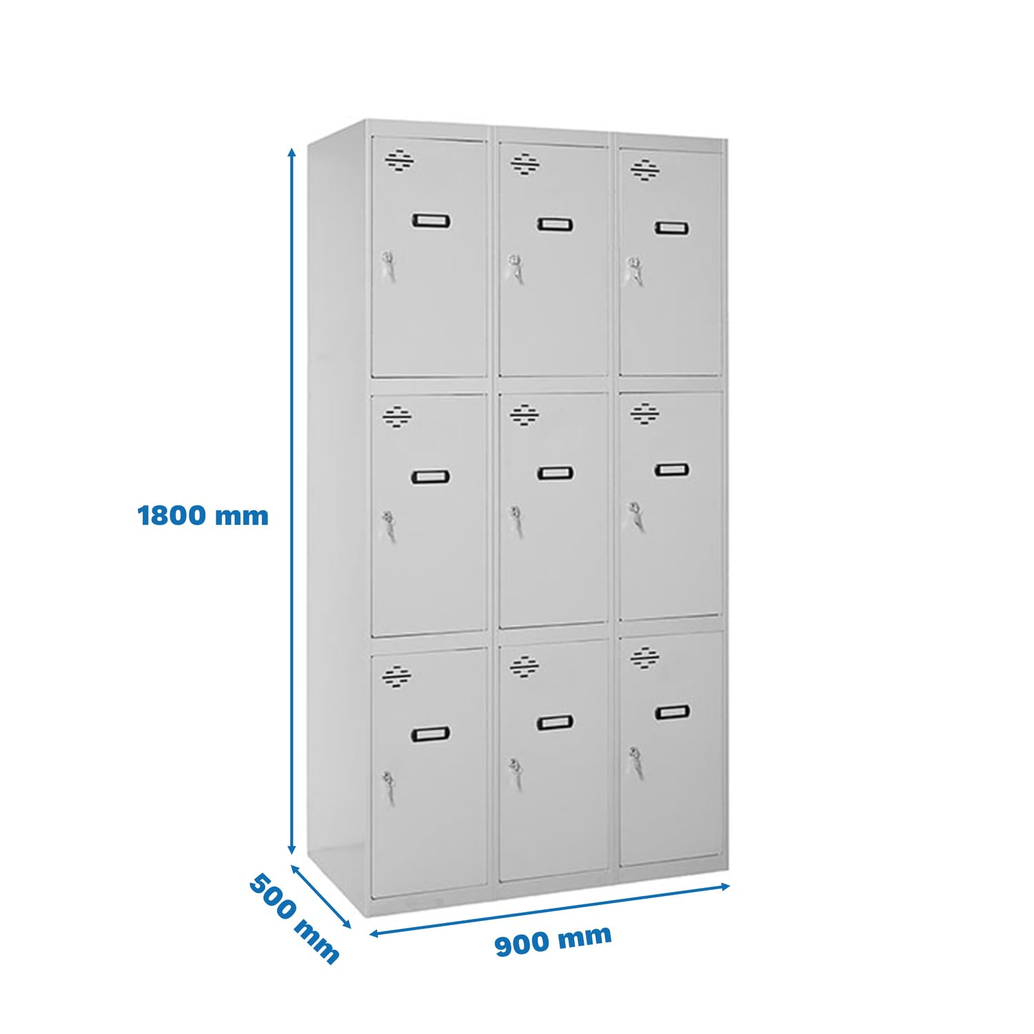 Simon Rack Taquilla Vestuario 3 Puertas 1800x900x500 mm - Simonlocker | 3 Módulos, Incluye 2 Llaves, Gris, Pintura anticorrosión