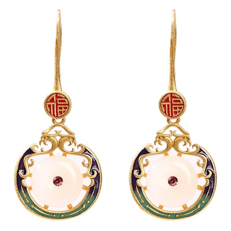 Boucles d'oreilles jade blanc anti irritation légères et élégantes