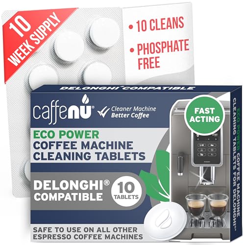 Image of Caffenu Cleaning Tablets Compatible with Delonghi Coffee Machines, 10 Count, 1.4g Each