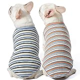 Knuffelen Dog Shirts Vest Cotton Striped T-Shirt, Sleeveless Stretchy Pet Clothes for Small Dogs, 2-