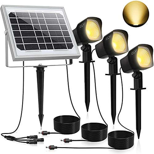 Lampe Solaire Exterieur【Blanc Chaud】3000K, CLY Projecteur Solaire Exterieur, Spot Solaire Exterieur Eclairage Etanche IP66 450LM, lumiere exterieur solaire pour Mural, Jardin, Chemin (Lampe*3)
