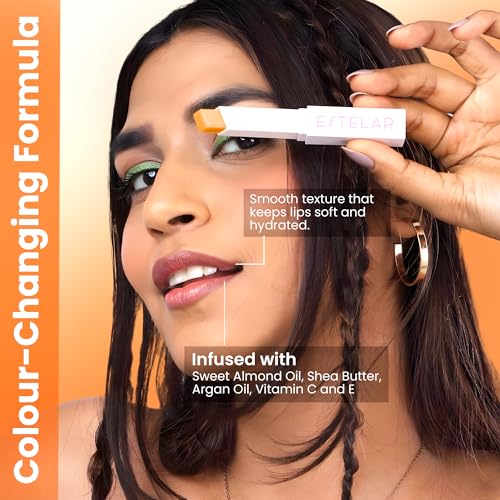 Image of Estelar pH Orange Zing Lipstick, Color Changing Orange to Pink Lip Balm, Personalized Lip Tint pH Stick, Enriched with Sea Buckthorn, Almond and Argan Oil, Hydrating, Long-Lasting, Paraben Free, 2.6g