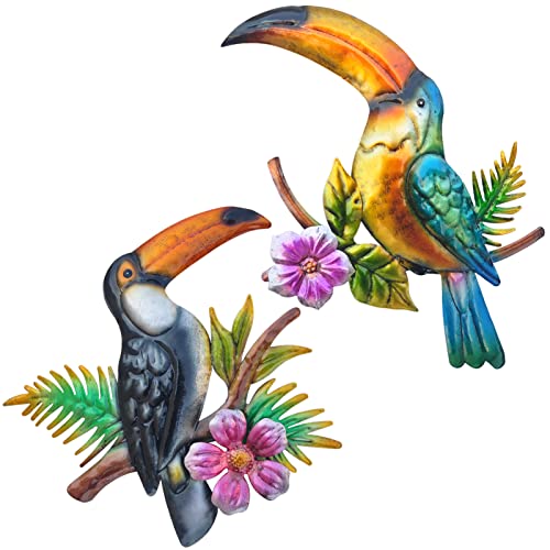 Tuokiuhn Metal Toucan Wall Decor Tropical Bird Outdoor Art, Style1, 8.50" x 8.75"
