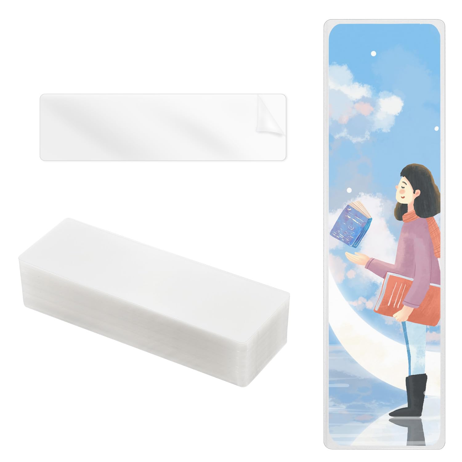 50szt Woreczki do Laminowania Zakladek, 21x5,1cm Woreczki do Laminowania na Goraco 0,125mm Przezroczyste Koszulki na Zakladki dla Milosników Ksiazek Milosnicy Przyrody