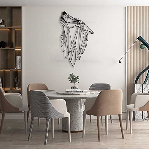 Izzya Wolf Head Metal Wall Art, Animal Metal Wall Decor, Geometric Minimalist Line Art Hanging Painting, For Home Kitchen Bedroom Living Room #TOP3