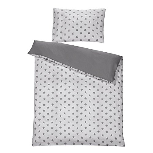 Linge de lit 2 pièces Schardt Big Stars Grey parure réversible pour bébé