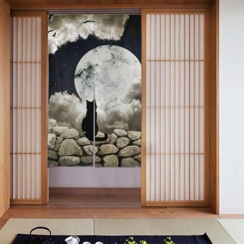 おもしろ 猫柄 猫 面白い ねこ のれん 間仕切り 遮光 暖簾 ロング 目隠し カーテン 玄関 キッチン リビング 出入り口 飲食店 幅86cm*丈1143cm かわいい おしゃれ 年中使用 シンプル プレゼント GV146dX