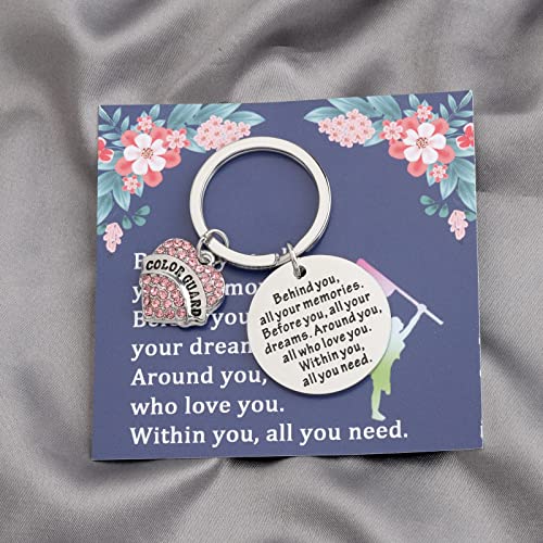 FEELMEM Flag Girl Charm Jewelry Behind You All Your Memories Color Guard Keychain Color Guard Senior Grad Jewelry Gift4