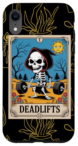 Divertida camiseta de entrenamiento con tarjeta de tarot de esqueleto The Deadlifter Carcasa para iPhone XR