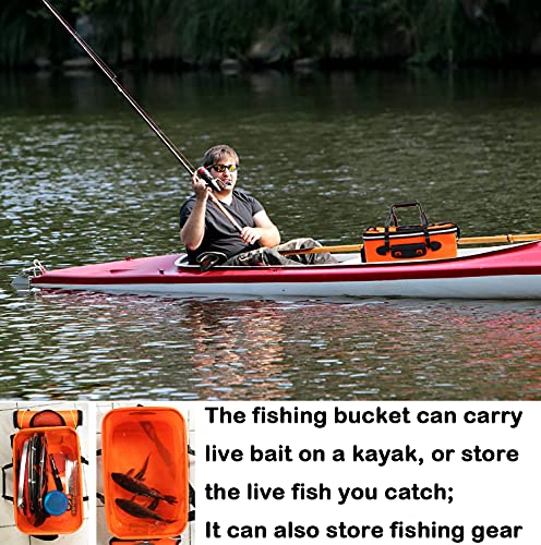 MMSGA Angeleimer, 23L/30L/38L Tragbarer Faltbarer Angelköder-Eimer,Multifunktionaler Behälter für lebende Angelköder… – Bild 5