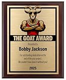 Goat Award Plaque - Personalized Greatest of All Time Trophy - Funny Customized Plaque Award or Gift for Adults, Office, Friends, Boss, Coach, or Fantasy Football - Multiple (8x10)