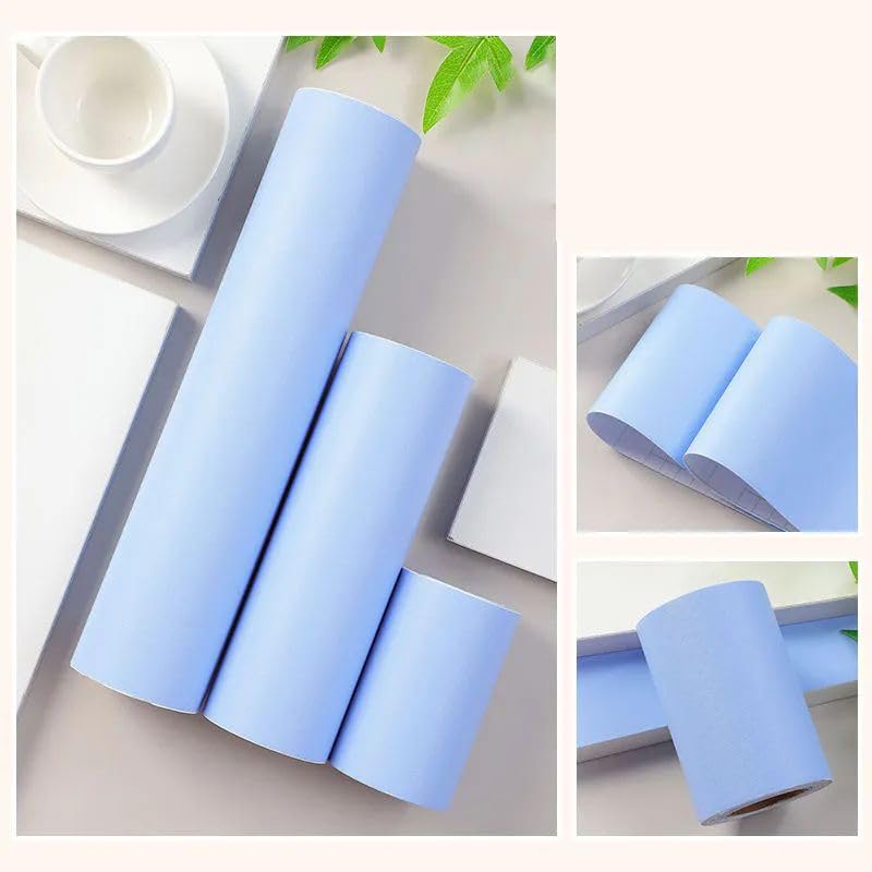 Dostear Wallpaper Border Peel and Stick Wall Border Sticker Home Ceiling Decorative Border for Bathroom Living Room Kitchen Light Blue 60cm X 500cm