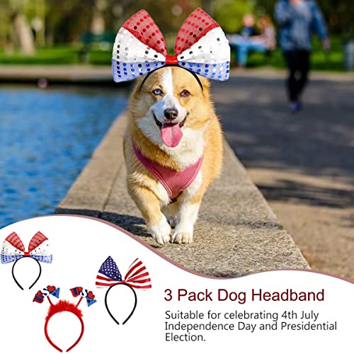 4Th Of July Pet Costume, 3 Pack Dog Headband Patriotic Head Boppers Costumes For Small Medium Large Dogs Boy Girl, Independence Day Party Dress Parade Pet Accessories Favors Decorations #TOP1