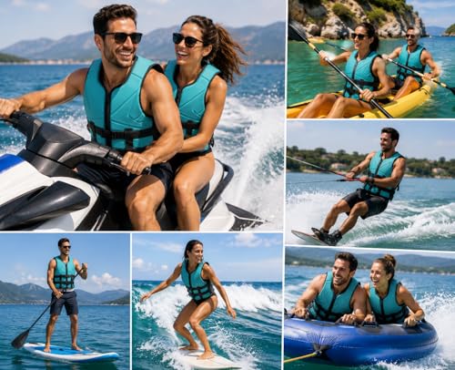 Image of Adult Life Jacket for Swimming, Rafting & Boating | High Buoyancy Safety Vest for Water Sports, Kayaking & Beach Activities | Lightweight & Adjustable Fit