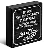 Funny Home Office Desk Decoration, If You See Me Talking To Myself, Motivational Wooden Box Sign, Funny Gifts for Friends, Family, Colleagues, Inspirational Gifts, Christmas, Labor Day Gifts.(015)