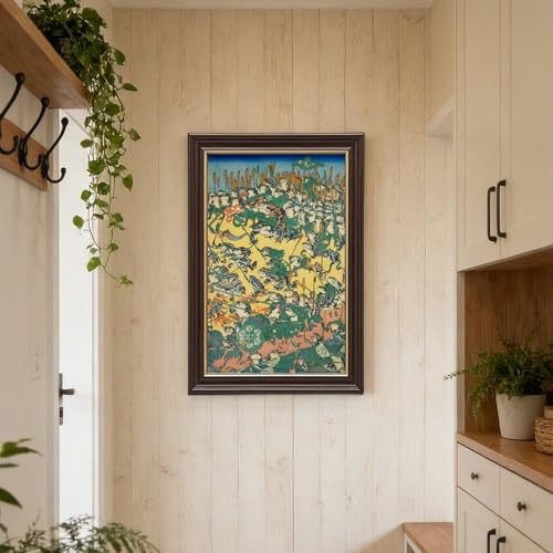Bataille de grenouilles Kawanabe Kyosai poster toile déco murale 20x30 - 6