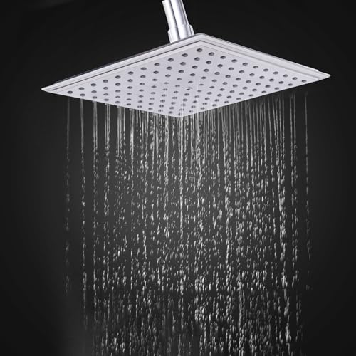 Image of Mila Sleek Rain Shower| Chrome Finish Square Overhead Shower | 210x210mm Ceiling Mounted | ABS Body| Single Function Rainfall Shower for Broad Coverage & Water Efficiency| (Without Arm)