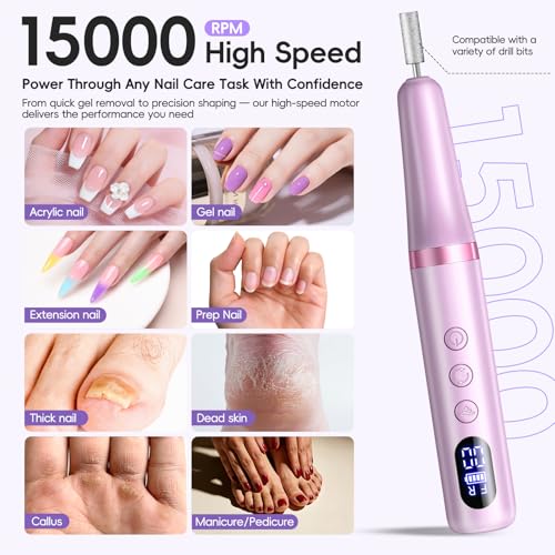 PEACECOLOR Cordless Electric Nail Drill File Kit Long-Lasting Rechargeable - image 5