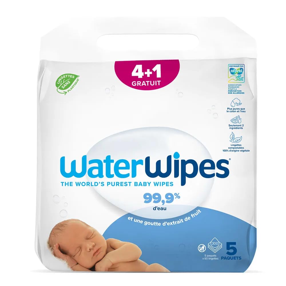 WaterWipes Baby Wipes Sensitive Newborn Biodegradable 300 Wipes (5 Packs of 60)