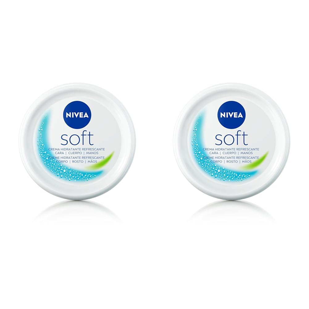 NIVEA Soft (1 x 375 ml), crema multiusos con aceite de jojoba y vitamina E, crema hidratante intensiva para el cuidado de la piel de cara, cuerpo y manos, sin parabenos (Paquete de 2)