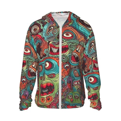 Veste légère UPF 50+ homme à motif monstre abstrait pour protection solaire