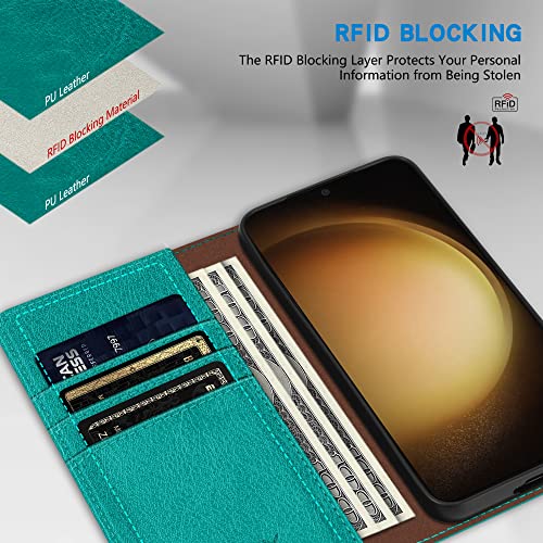 Image of ZZXX for Samsung Galaxy S23 Wallet Case Strong Magnetic 6.1 inch,Lake Blue