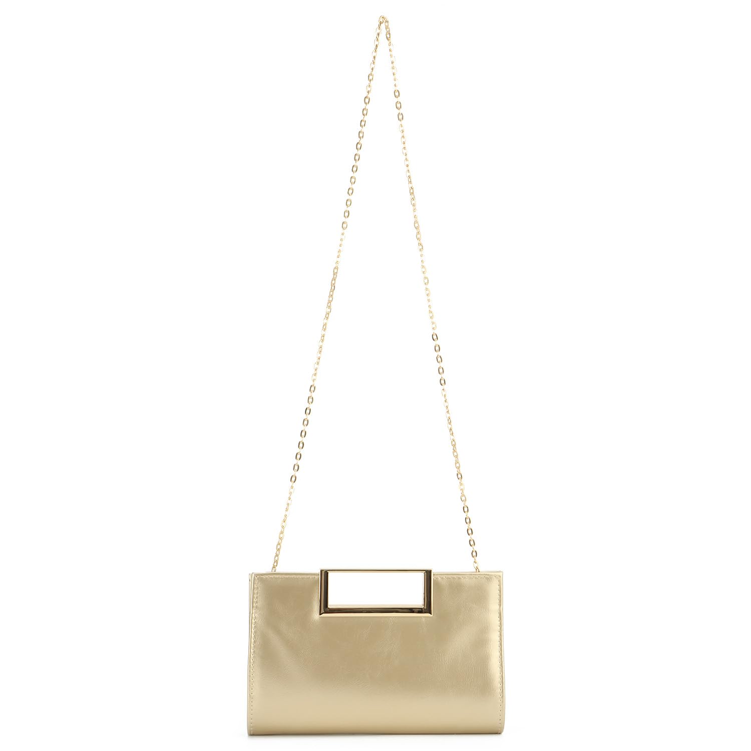 EVEOUT Pochette en Cuir PU Femmes Clutch Sac à Main de Soirée avec chaîne Sac à bandoulière élégant pour Mariage Plage Vacances(Or)