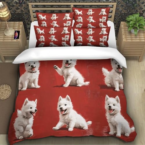 Parure de lit chaton blanc 3d housse de couette microfibre hypoallergique - 5
