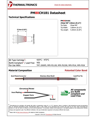 Image of Thermaltronics PM80CH181 Chisel 90deg 3.0mm (0.12in)