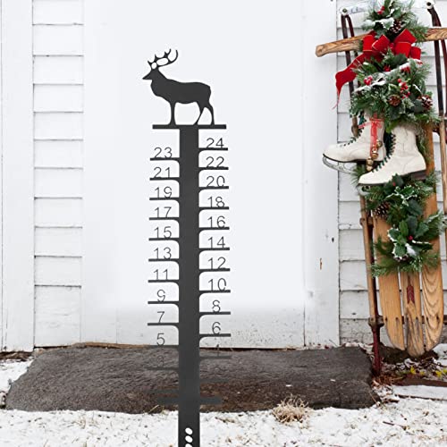 Cabilock Snow Measuring Ruler Penguin Yard Signs Snowfall Measuring Gauge Rain Snowfall Measuring Stake Snow Ruler Outdoor Sign Snow Gauge Metal Wrought Iron Sign Pile