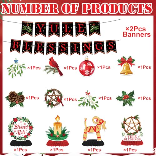 Image of Yule Blessing Winter Solstice Banner Swirl Hanging Decorations 14pc