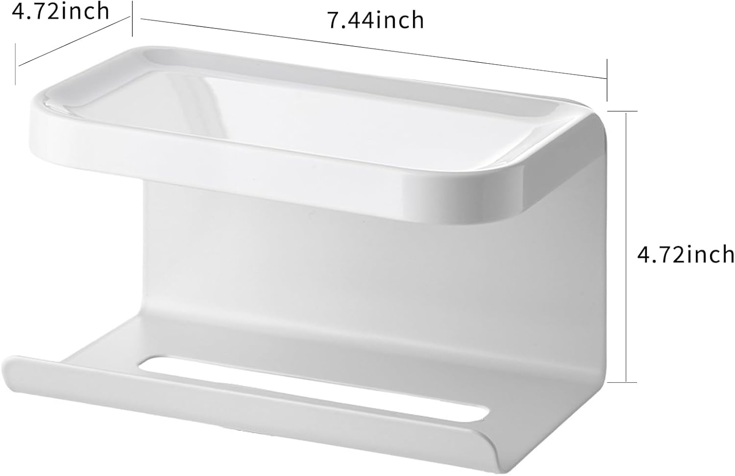 [Space-Saving 2-in-1] Wall Mounted Facial Tissue Holder with Storage Shelf [No-Drill Adhesive] Modern ABS & Metal Organizer for Bathroom, Kitchen, and Vanity, Rust-Proof & Heavy Duty, White