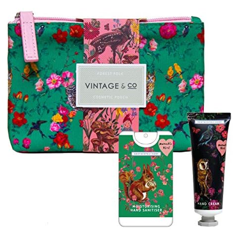 Nathalie Lete Forest Folk Cosmetic Pouch | 30ml Hand Cream & 15ml Moisturising Hand Sanitiser | Cruelty Free & Vegan Friendly | Travel Friendly Sizes Cover