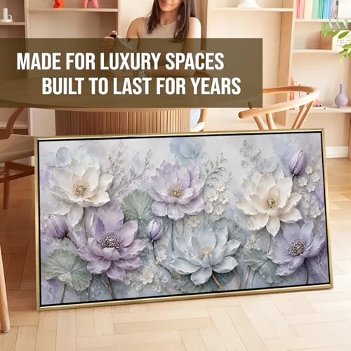 Image of PAPER PLANE DESIGN Premium Flower Wall Painting with Vintage Gold Floating Frame, 2 x 4 Feet Ready to Hang Canvas Art for Living Room - FLR-083