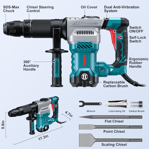 Image of ENEACRO SDS-Max Demolition Jack Hammer, 11 Amp Electric