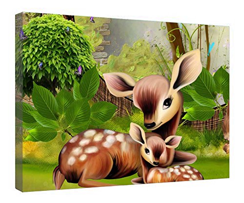 Toile de cerf et écureuil encadrée bois pour habiller un mur vide sans effort