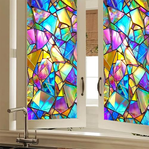Película decorativa de ventana vidriera BlissYard 17.7 x 39.3 pulg