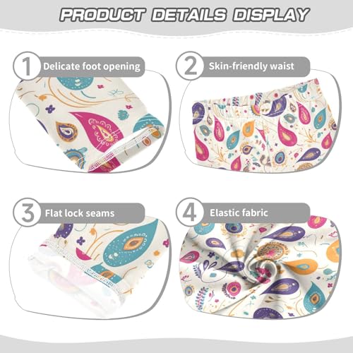 KLL Colorful Paisley Pattern Little Girls Cotton Pants Stretch High Waisted Yoga Pants Exercise3